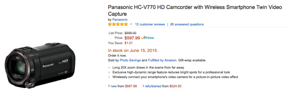 panasonic HC-770 HD camcorder review buy image