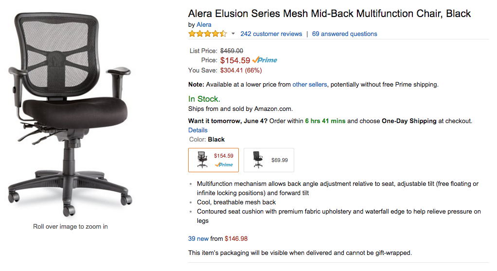 Alera Elusion Series Mesh Mid-Back Multifunction Chair