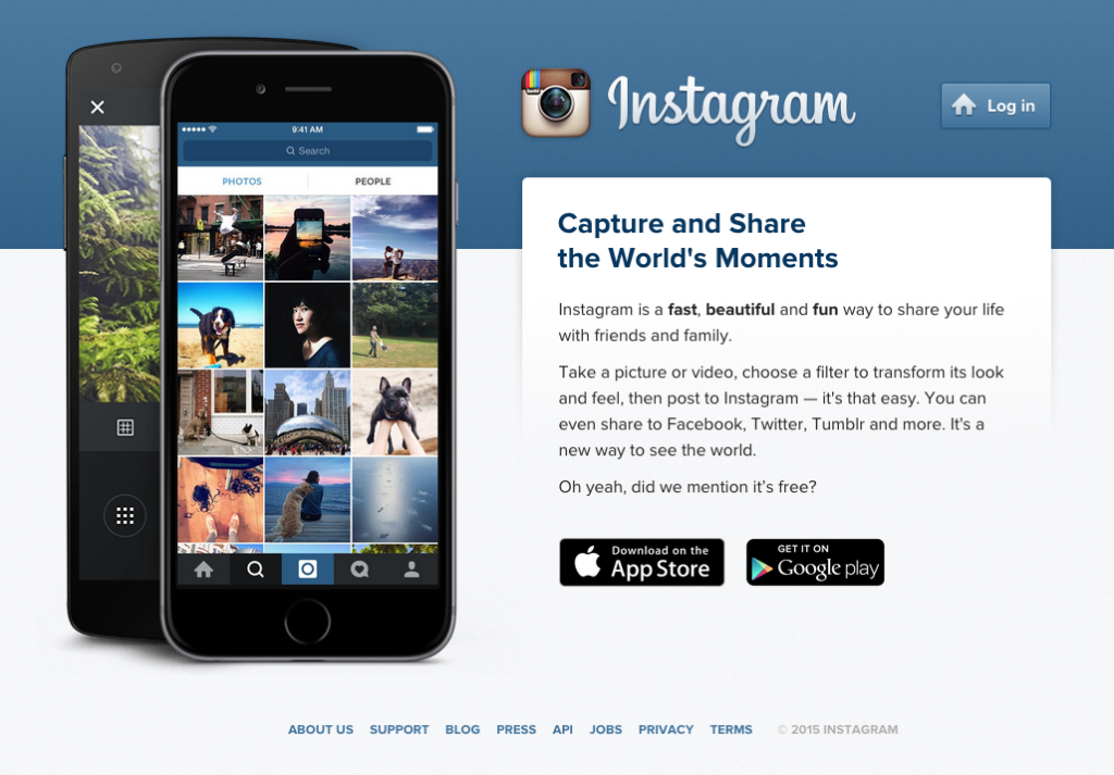 instagram splash page 2015